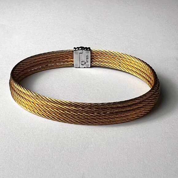 ALOR Classique18k White Gold and Yellow Stainless Steel Cable Bracelet - Picture 4 of 7